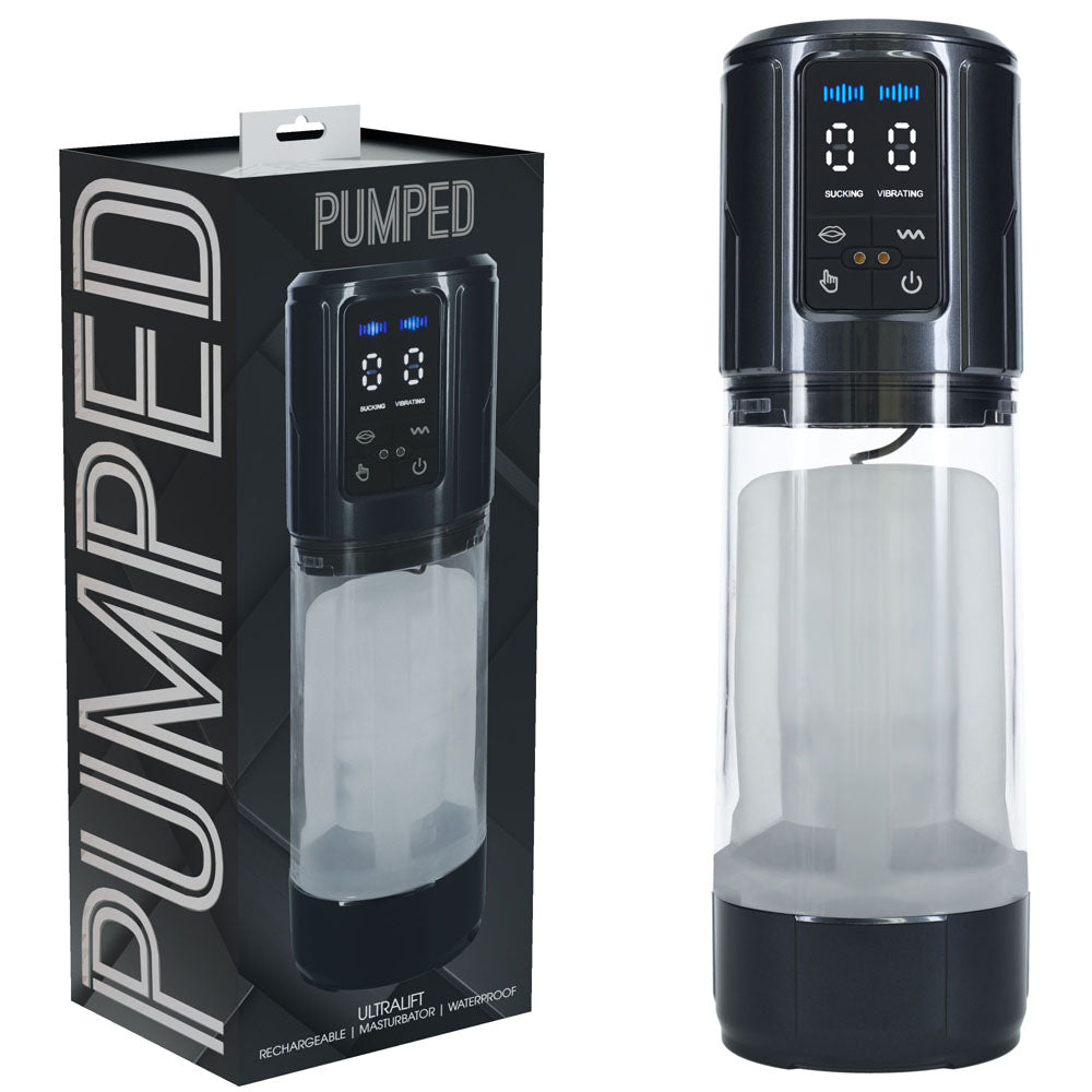 PUMPED UltraLift Automatic Masturbator - Gunmetal Grey/Clear Auto Masturbator buy online Australia