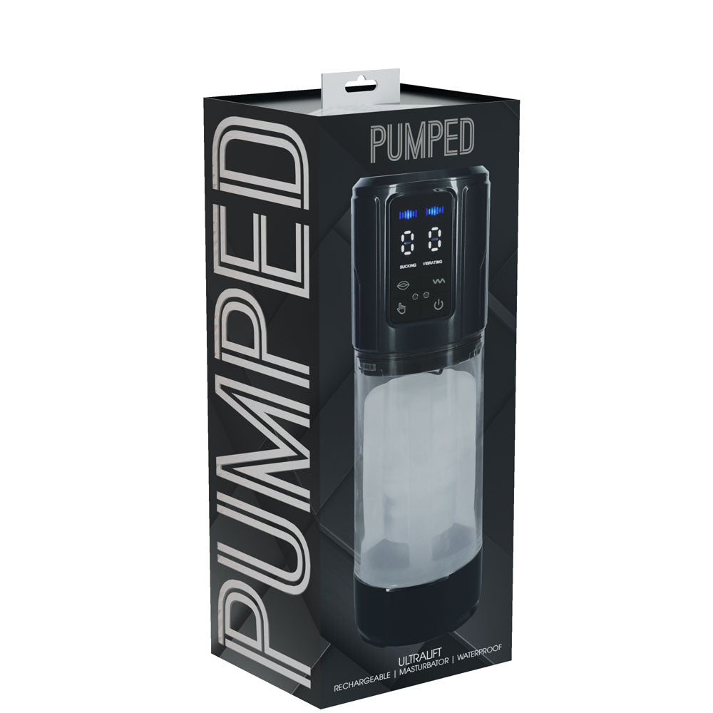 PUMPED UltraLift Automatic Masturbator - Gunmetal Grey/Clear Auto Masturbator