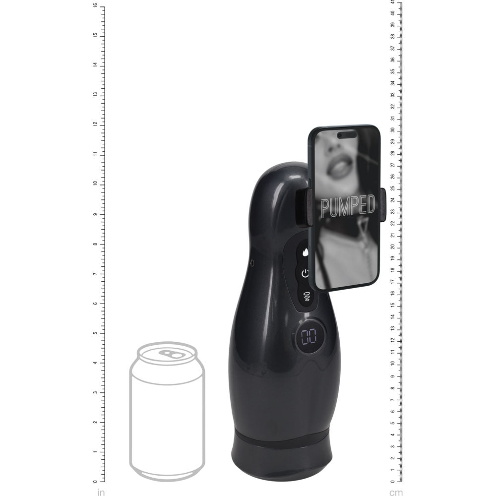 PUMPED Virtuo - Gunmetal - Gunmetal Grey/Clear USB Rechargeable Sucking And Vibrating Auto Masturbator — view 8
