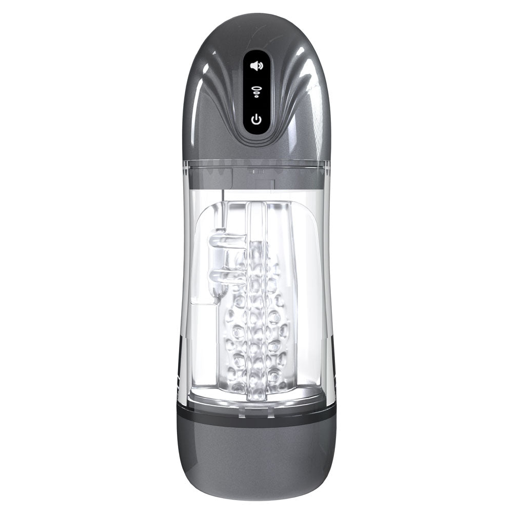 PUMPED SonicPull - Gunmetal - Gunmetal Grey/Clear Sucking And Vibrating Auto Masturbator