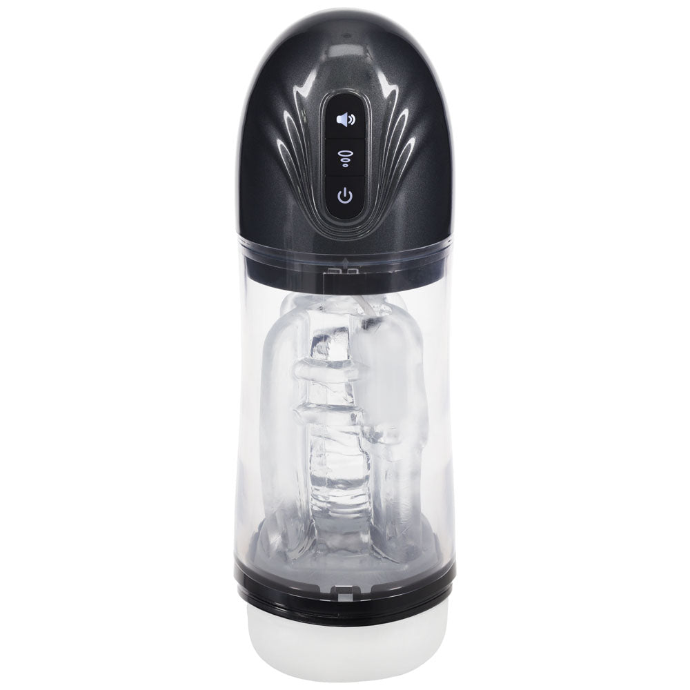 PUMPED SonicPull - Gunmetal - Gunmetal Grey/Clear Sucking And Vibrating Auto Masturbator