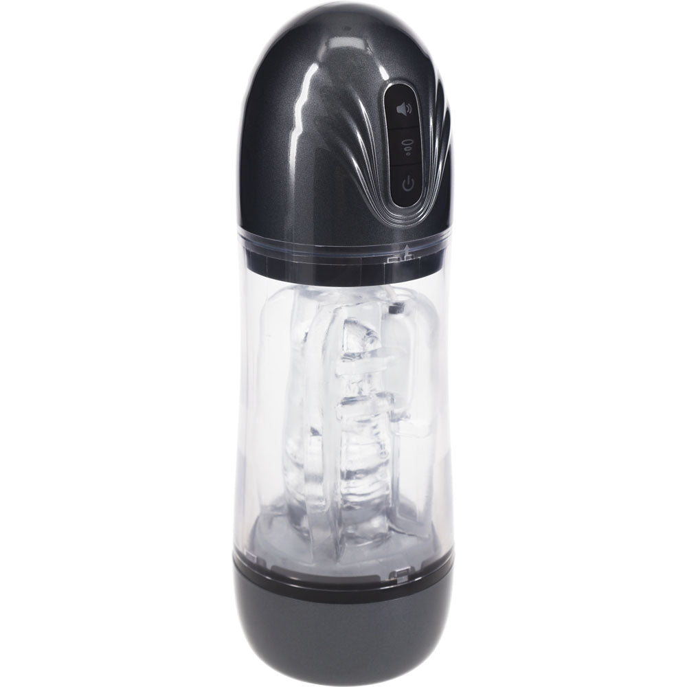 PUMPED SonicPull - Gunmetal - Gunmetal Grey/Clear Sucking And Vibrating Auto Masturbator