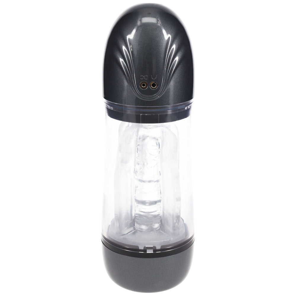 PUMPED SonicPull - Gunmetal - Gunmetal Grey/Clear USB Rechargeable Sucking And Vibrating Auto Masturbator — view 7