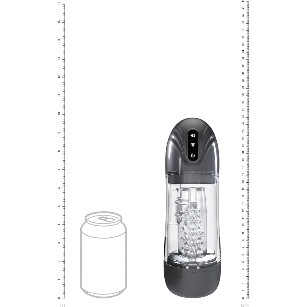 PUMPED SonicPull - Gunmetal - Gunmetal Grey/Clear USB Rechargeable Sucking And Vibrating Auto Masturbator — view 8