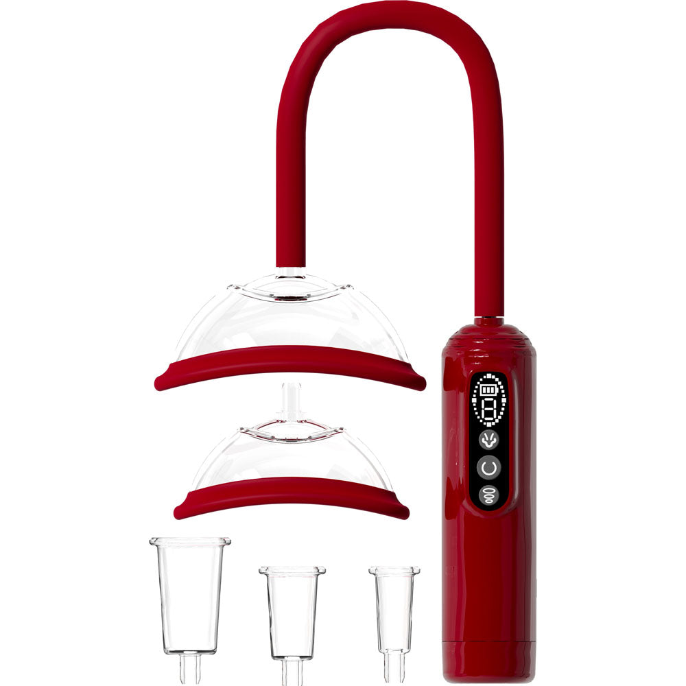 PUMPED Vulva, Breast & Nipple Pump - Red - Red USB Rechargeable Ladies Pump Set