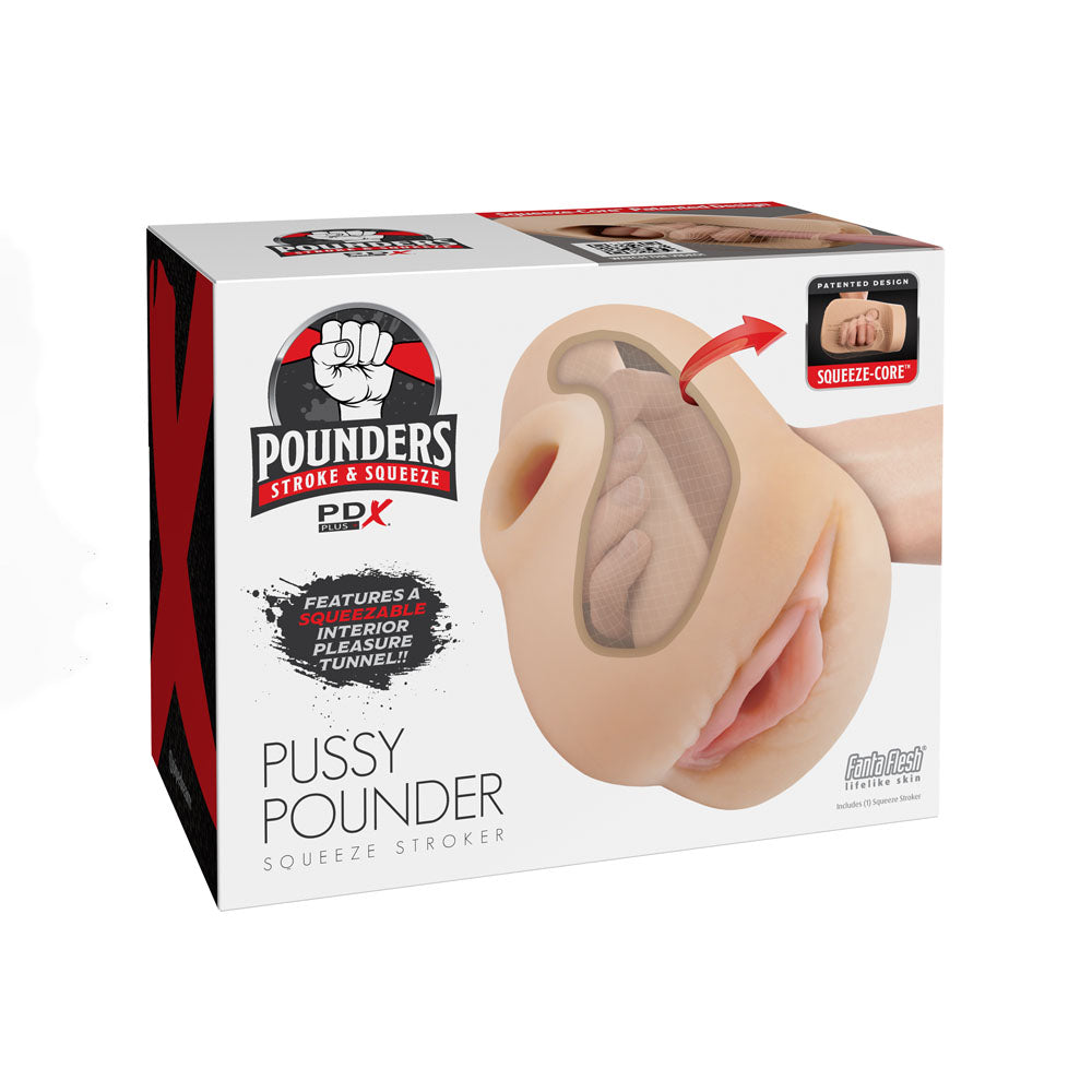 PDX Plus Pussy Pounder Squeeze Stroker - Flesh - Flesh Vagina Stroker buy online Australia