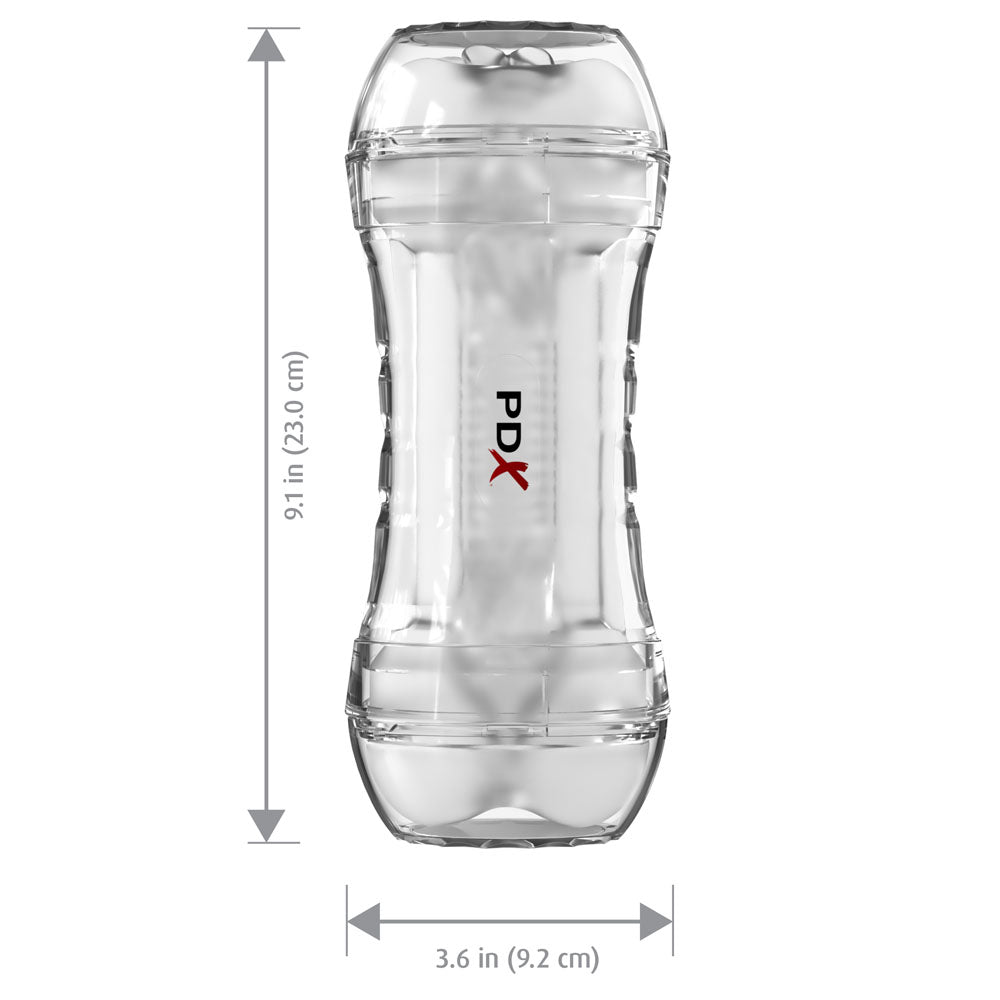 PDX Wet Pussies Super Flip-A-Pussy Over - Clear - Clear Dual Ended Self Lubricating Stroker (Vagina & Ass)