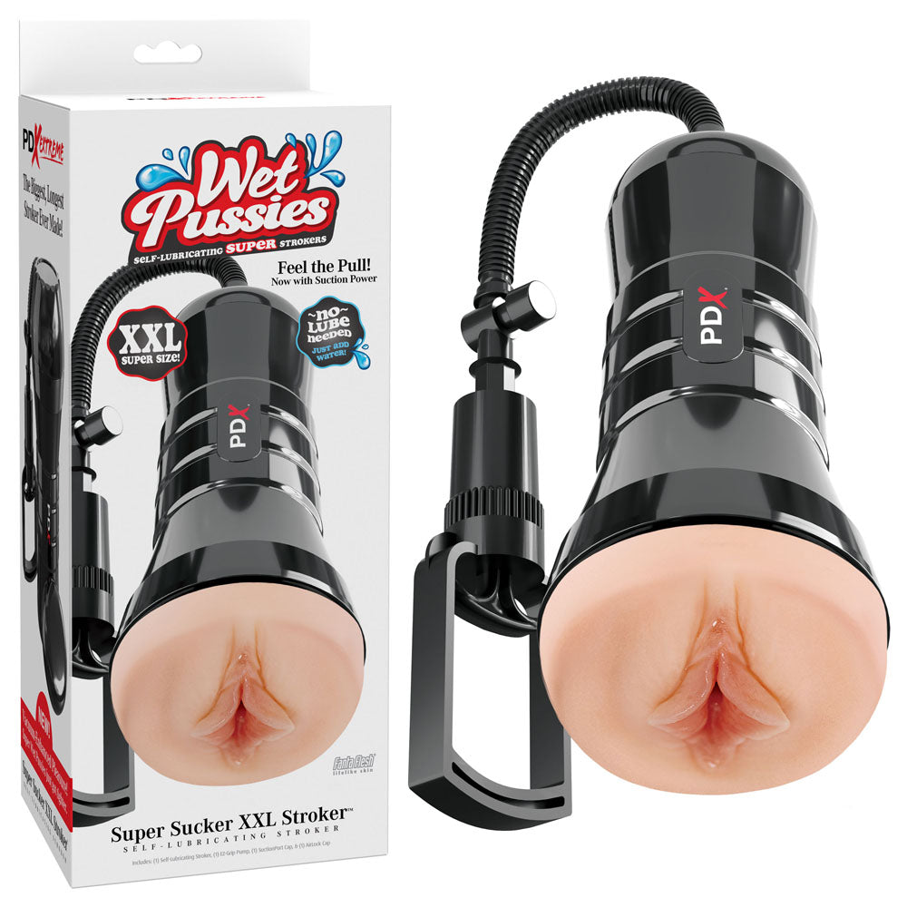 PDX Wet Pussies Super Sucker XXL Stroker - Flesh - Flesh Vagina Stroker with Suction Pump buy online Australia