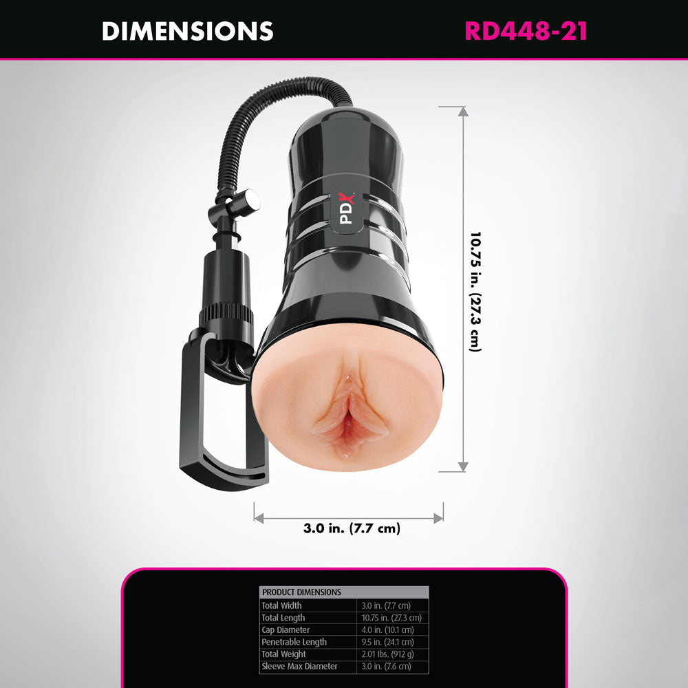 PDX Wet Pussies Super Sucker XXL Stroker - Flesh - Flesh Vagina Stroker with Suction Pump — view 7