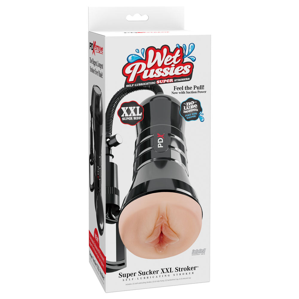 PDX Wet Pussies Super Sucker XXL Stroker - Flesh - Flesh Vagina Stroker with Suction Pump — view 8