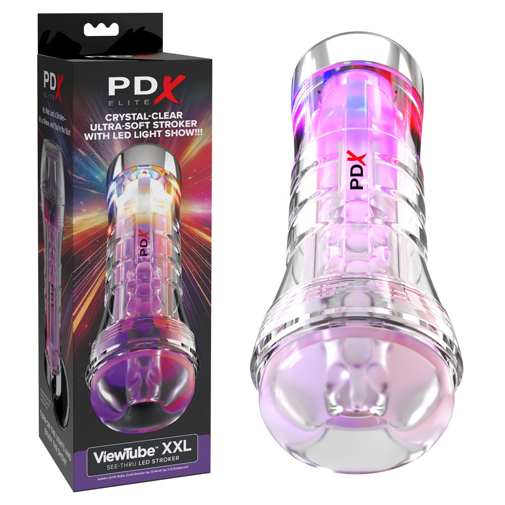 PDX Elite ViewTube XXL LED Stroker - Clear Stroker with LED Lights buy online Australia
