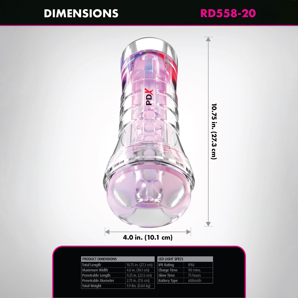 PDX Elite ViewTube XXL LED Stroker - Clear Stroker with LED Lights — view 6