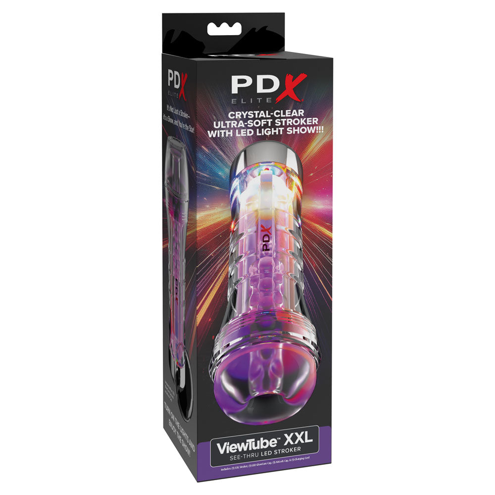 PDX Elite ViewTube XXL LED Stroker - Clear Stroker with LED Lights — view 7