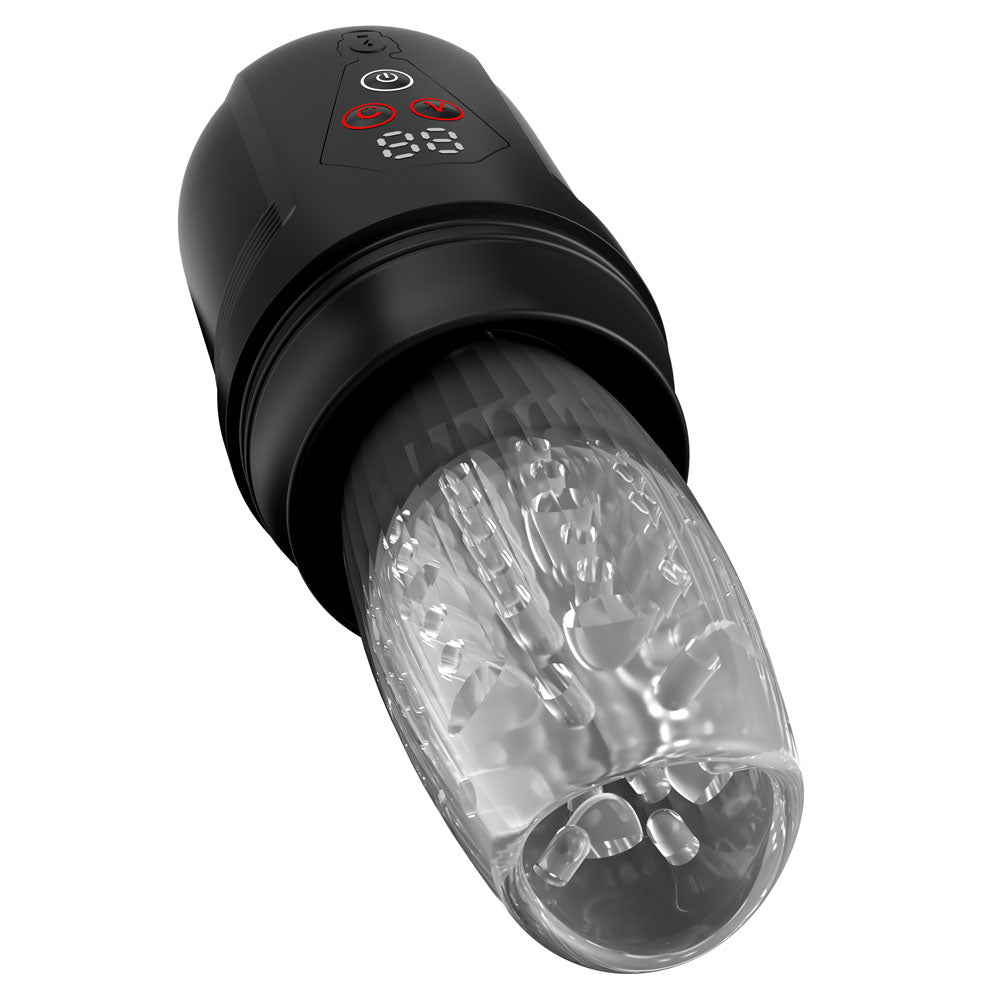 PDX Elite Mega-Bator Pro - Clear USB Rechargeable Vibrating & Spinning Auto Stroker
