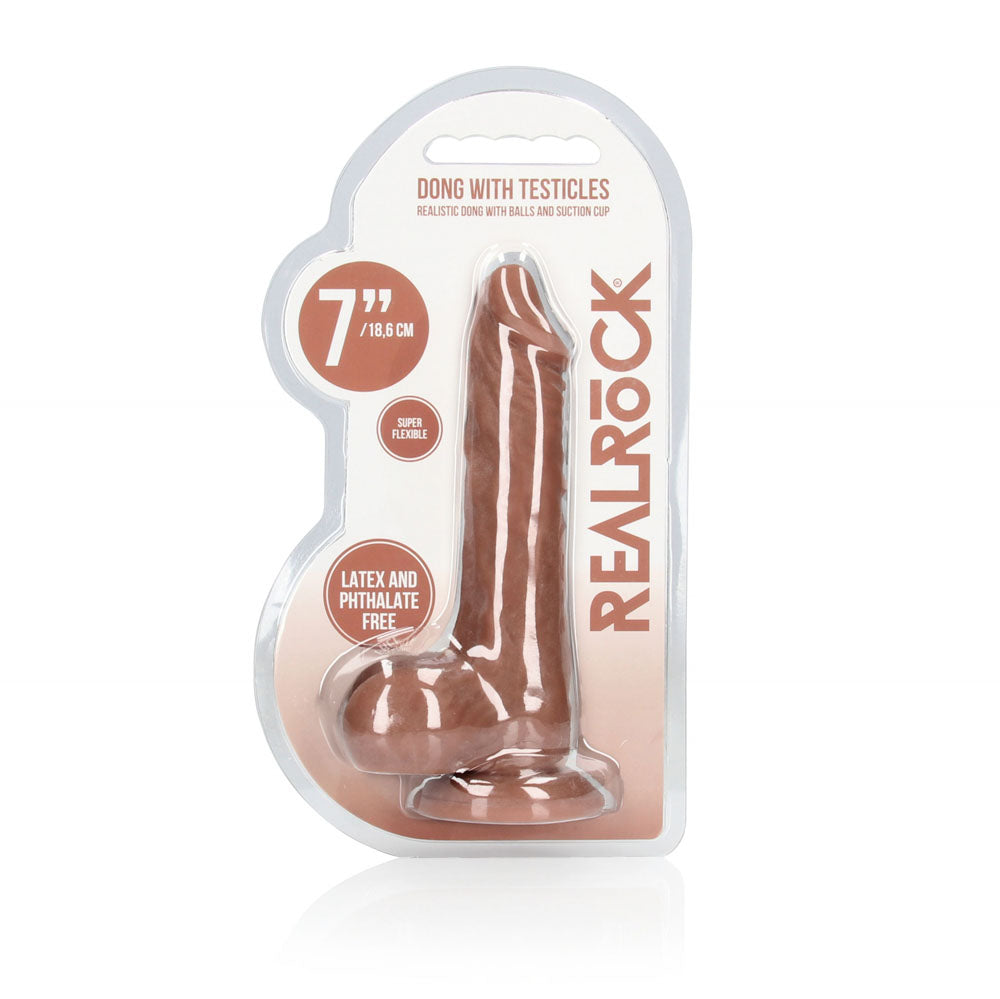 REALROCK 7'' Realistic Dildo With Balls - Tan - Tan 17.8 cm Dong — image 3