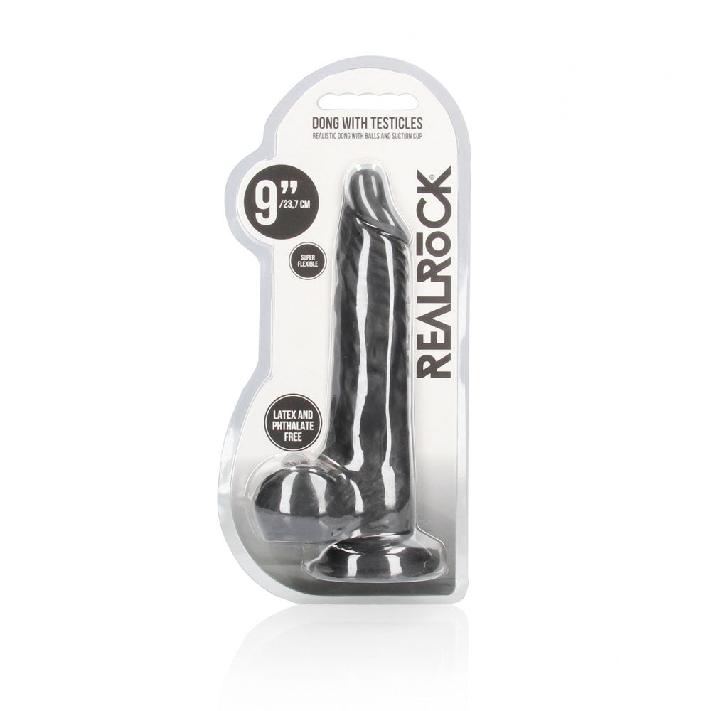 REALROCK 9'' Realistic Dong with Balls - Black - Black 22.9 cm Dong — image 9