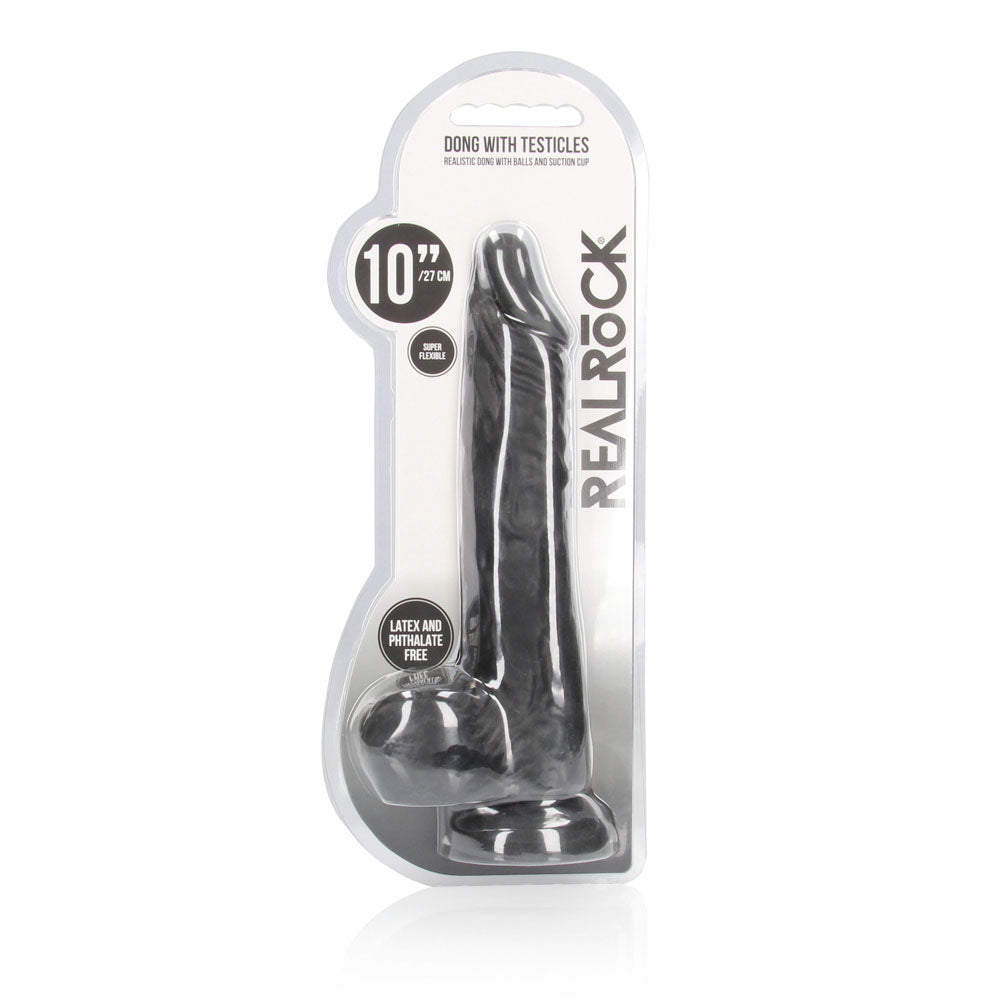 REALROCK 10'' Realistic Dong with Balls - Black - Black 25.4 cm Dong — image 9