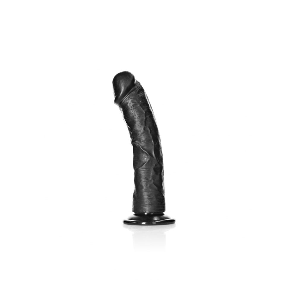 REALROCK Realistic Regular Curved Dildo with Suction Cup - 20 cm - Black 20 cm (8'') Dong — image 3