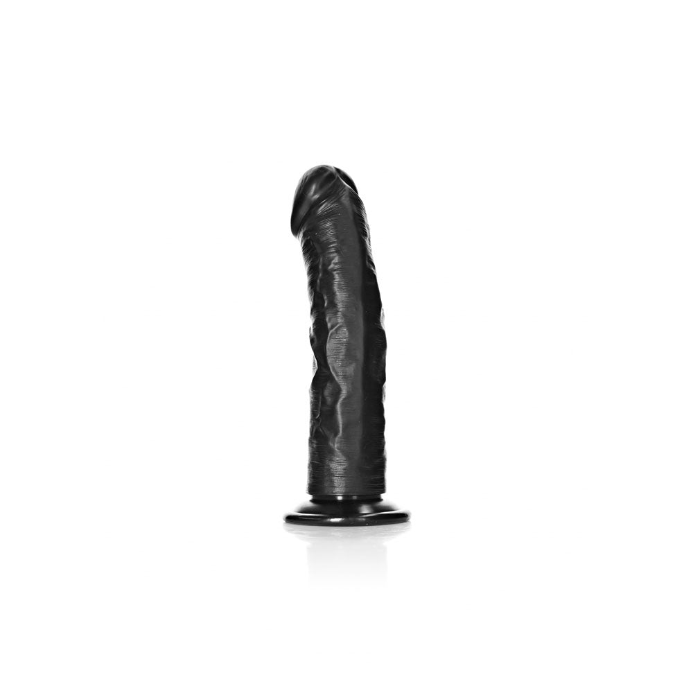 REALROCK Realistic Regular Curved Dildo with Suction Cup - 20 cm - Black 20 cm (8'') Dong — image 4