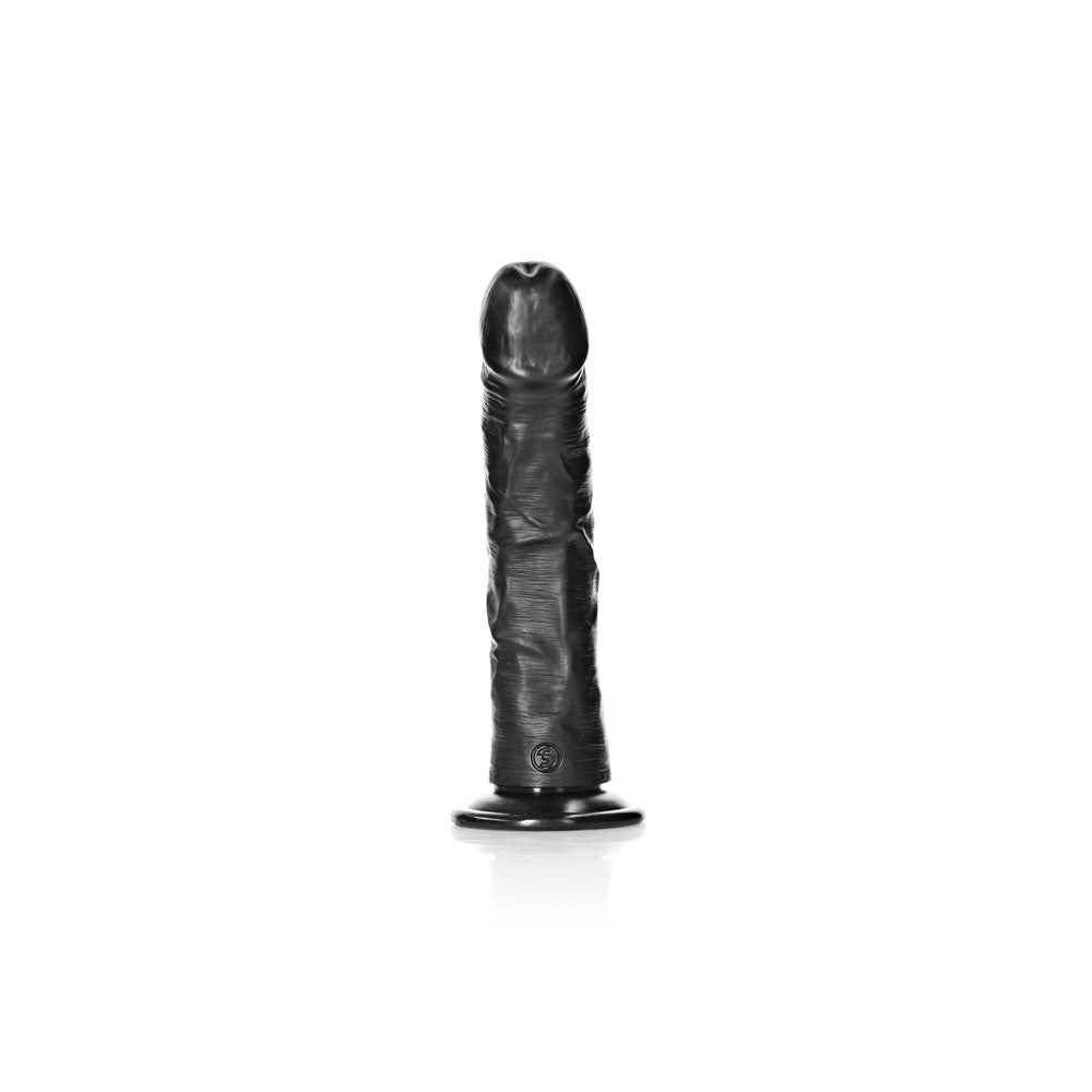 REALROCK Realistic Regular Curved Dildo with Suction Cup - 20 cm - Black 20 cm (8'') Dong — image 5