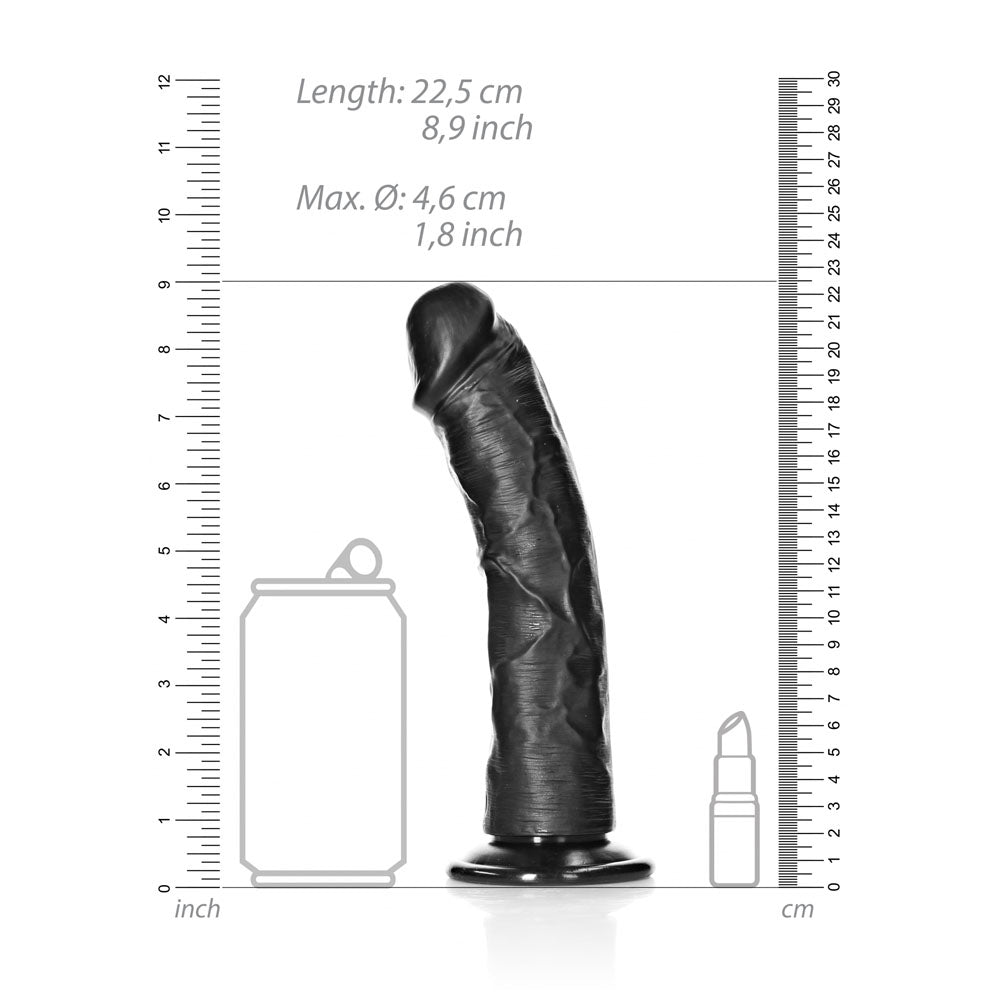 REALROCK Realistic Regular Curved Dildo with Suction Cup - 20 cm - Black 20 cm (8'') Dong — image 7