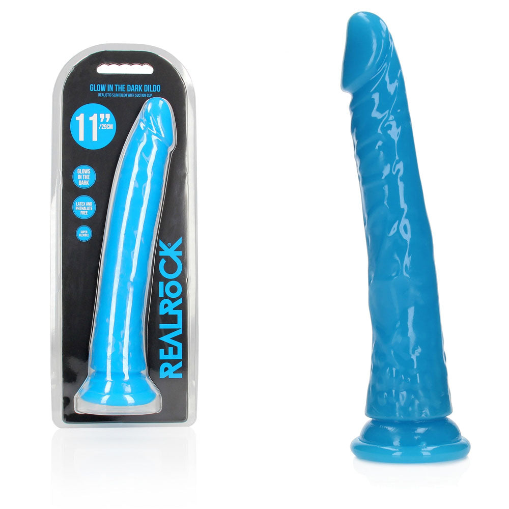 REALROCK 29 cm Slim Glow in the Dark Neon - Blue - Glow in Dark Blue 29 cm (11'') Dong buy online Australia