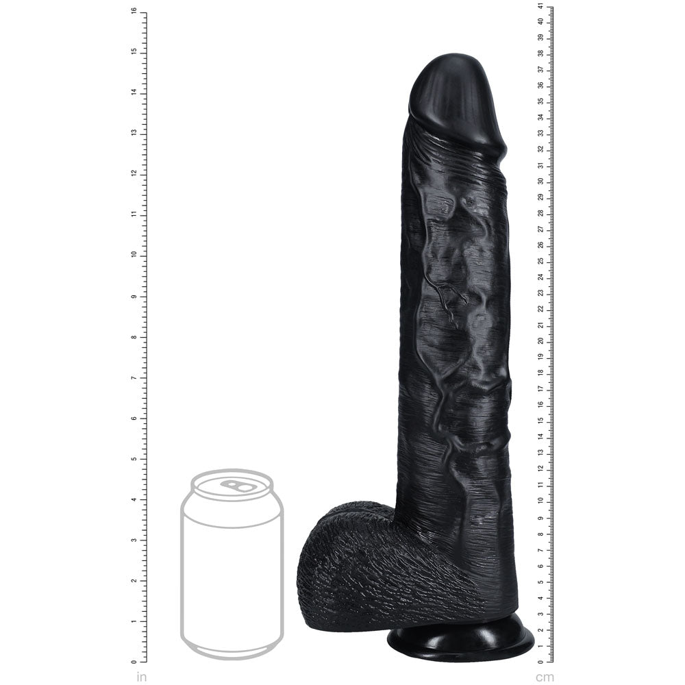 REALROCK 38cm Extra Long Dildo with Balls - Black - Black 38 cm (15'') Extra Long Dong — view 8