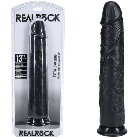 REALROCK 33cm Extra Long Dildo - Black - Black 33 cm (13'') Extra Long Dong buy online Australia