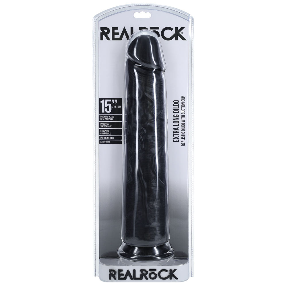 REALROCK 38cm Extra Long Dildo - Black - Black 38 cm (15'') Extra Long Dong — view 7
