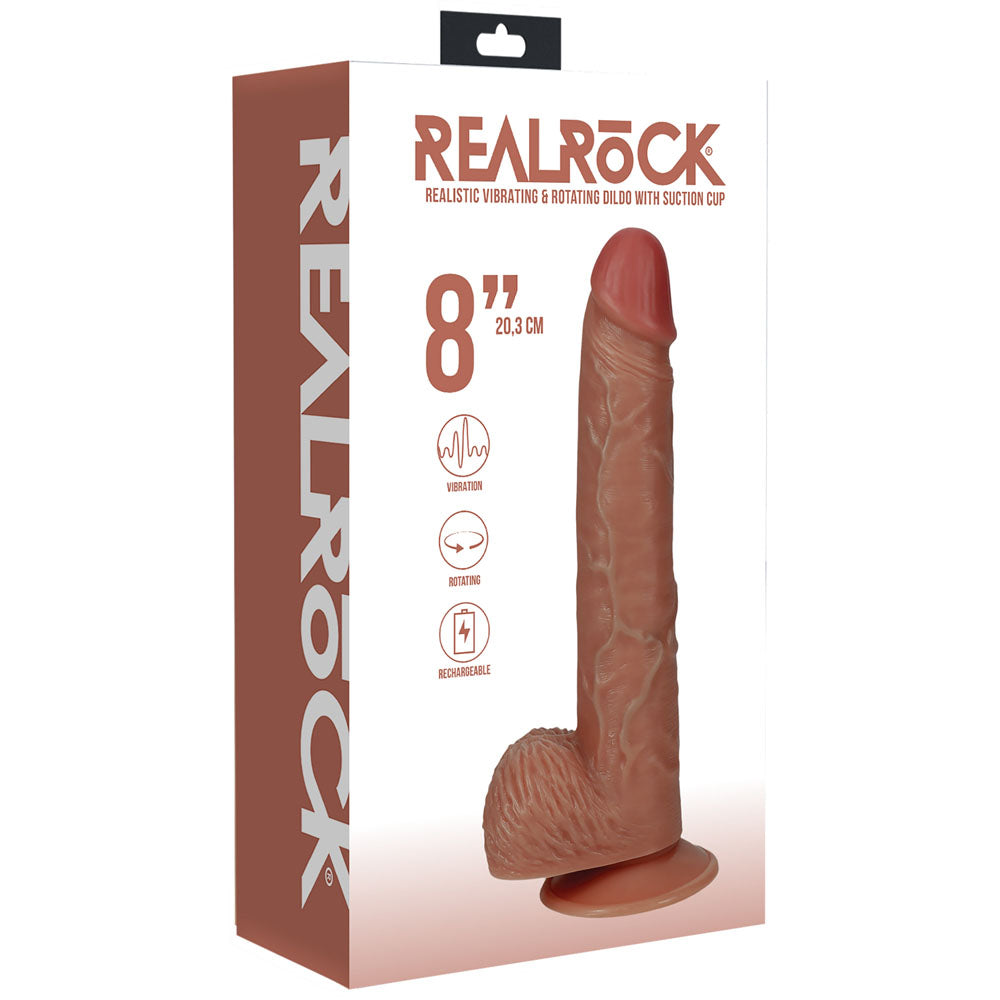 REALROCK 20cm Vibrating + Rotating Cock + Balls - Tan — view 7