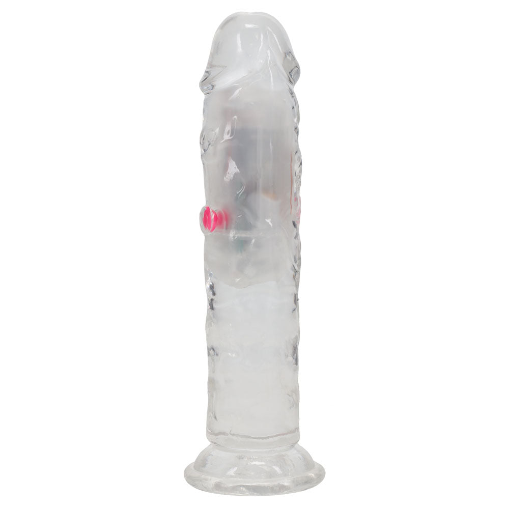 REALROCK 6'' No Balls Wireless LED Vibrating Dong - Clear with LED 16.5 cm Vibrating Dong with Remote