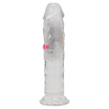 REALROCK 6'' No Balls Wireless LED Vibrating Dong - Clear with LED 16.5 cm Vibrating Dong with Remote