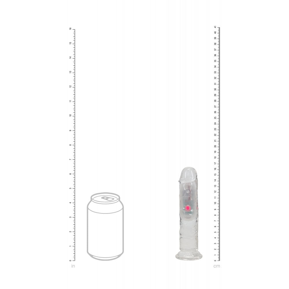 REALROCK 6'' No Balls Wireless Rechargeable LED Vibrating Dong - Clear with LED 16.5 cm USB Rechargeable Vibrating D — view 8