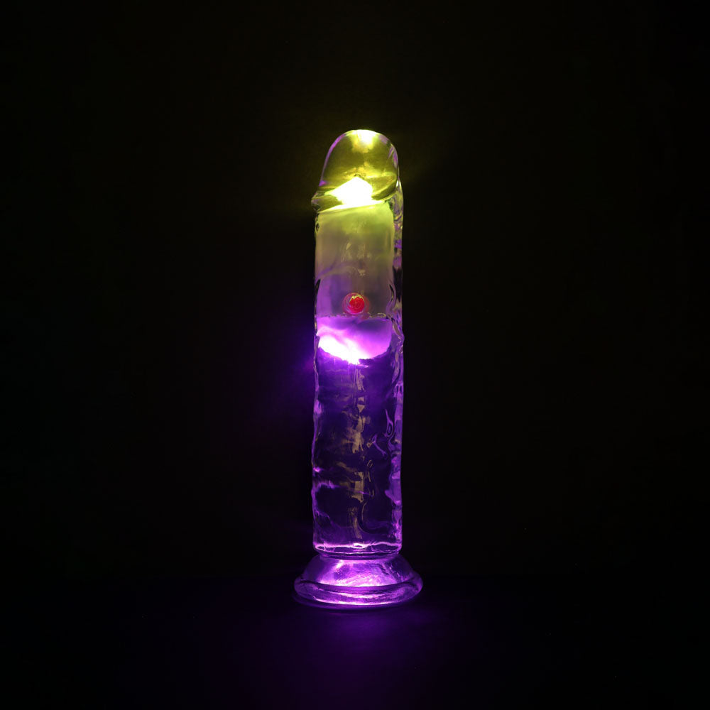 REALROCK 7'' No Balls Wireless LED Vibrating Dong - Clear with LED 20 cm Vibrating Dong with Remote