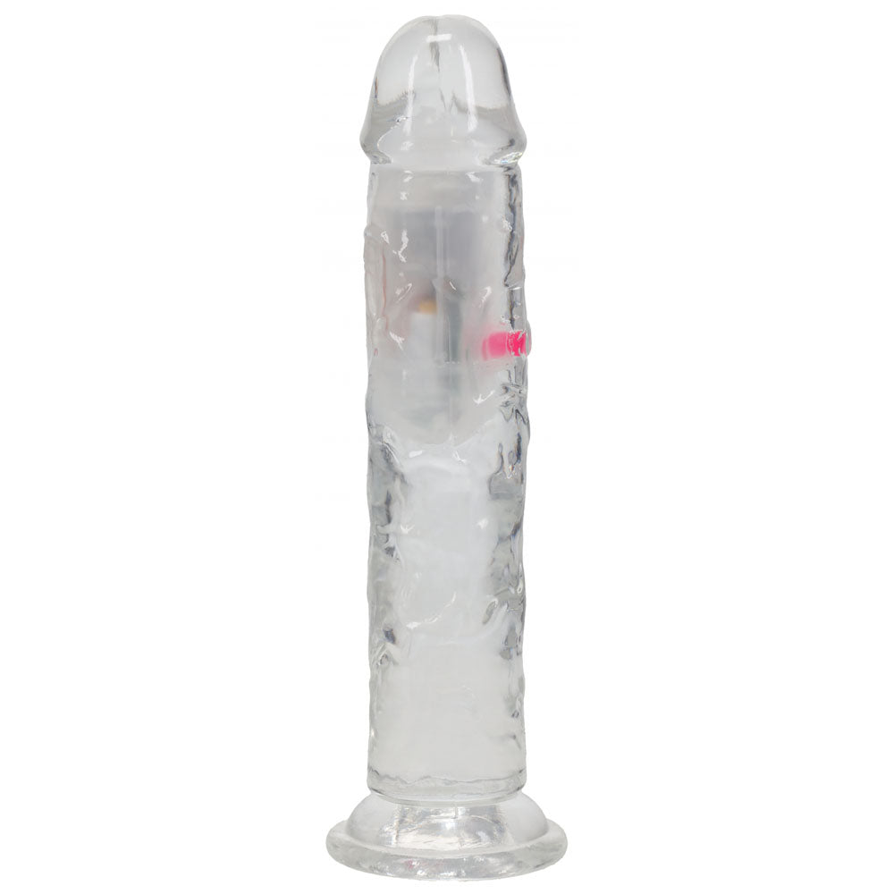 REALROCK 7'' No Balls Wireless LED Vibrating Dong - Clear with LED 20 cm Vibrating Dong with Remote