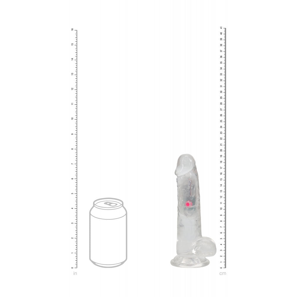 REALROCK 7'' with Balls Wireless Rechargeable LED Vibrating Dong - Clear with LED 19.5 cm USB Rechargeable Vibrating — view 8