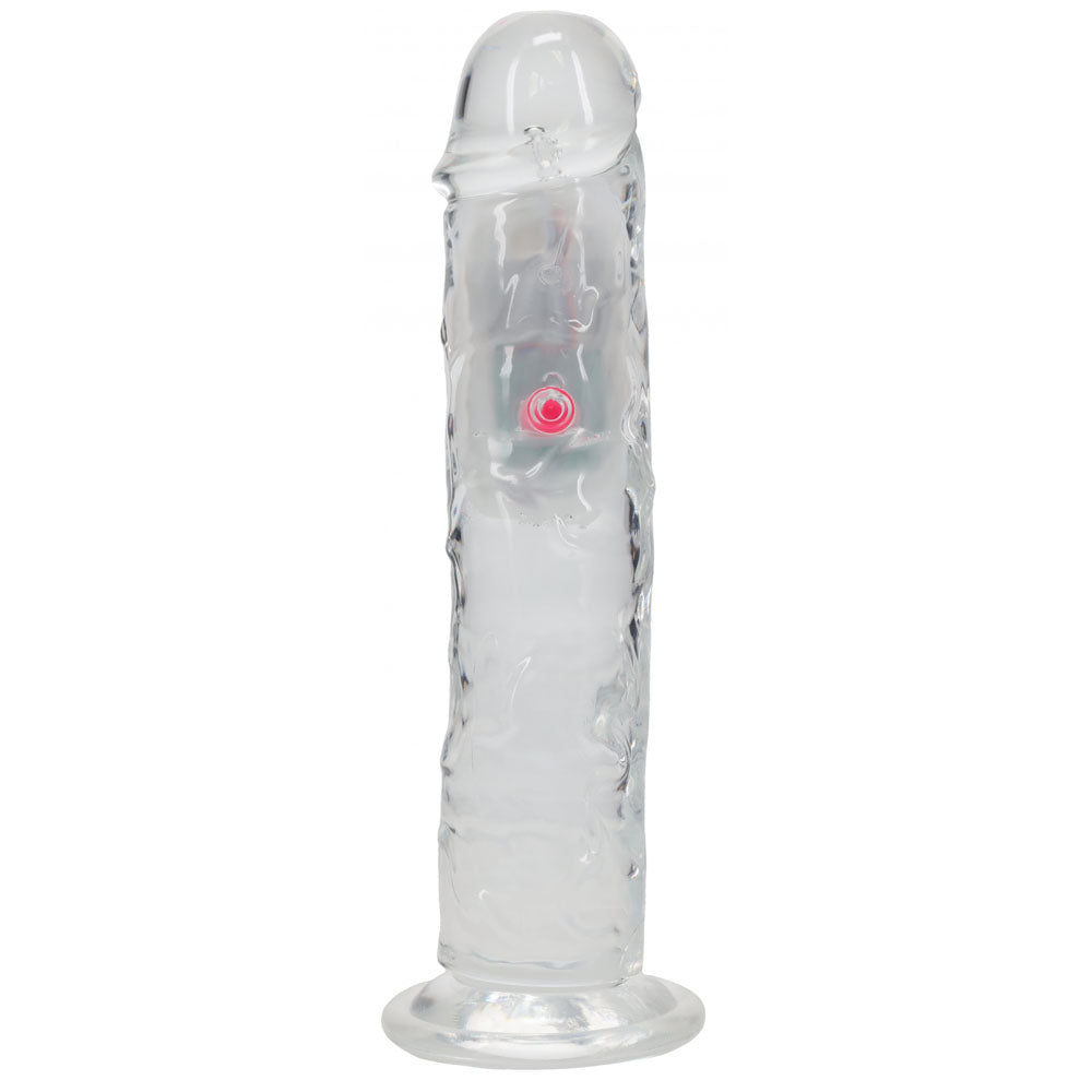 REALROCK 8'' No Balls Wireless LED Vibrating Dong - Clear with LED 22 cm Vibrating Dong with Remote