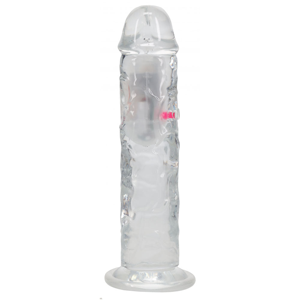 REALROCK 8'' No Balls Wireless Rechargeable LED Vibrating Dong - Clear with LED 22 cm USB Rechargeable Vibrating Don — view 7