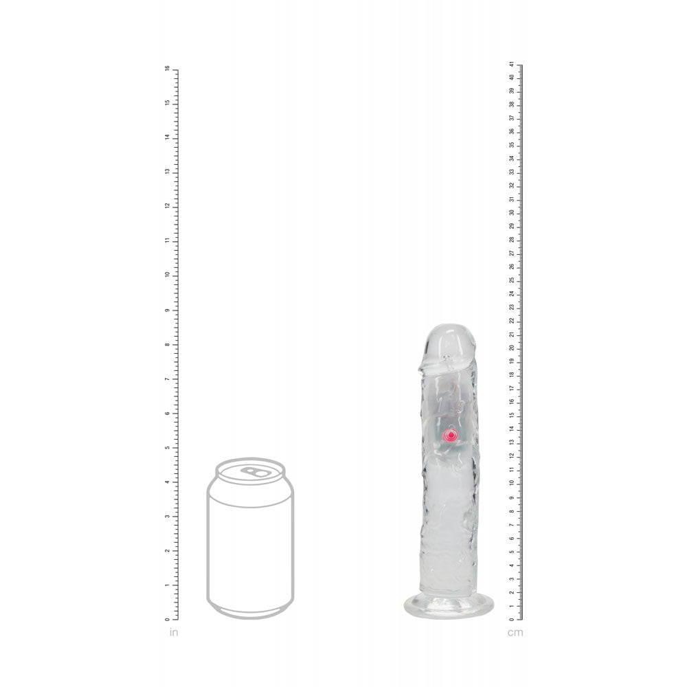 REALROCK 8'' No Balls Wireless Rechargeable LED Vibrating Dong - Clear with LED 22 cm USB Rechargeable Vibrating Don — view 8