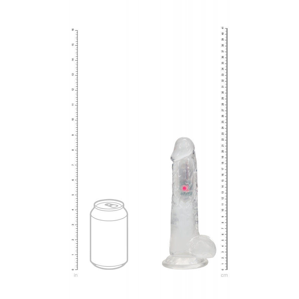 REALROCK 8'' with Balls Wireless Rechargeable LED Vibrating Dong - Clear with LED 22.5 cm USB Rechargeable Vibrating — view 8