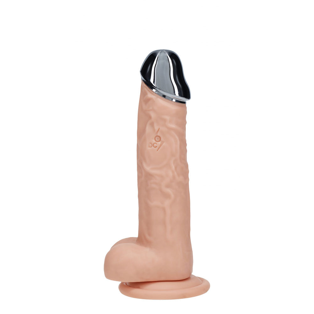 REALROCK Metal Head 6'' Rechargeable Dildo - Flesh - Flesh 16.2 cm USB Rechargeable Vibrating Dildo with Metal Head and 