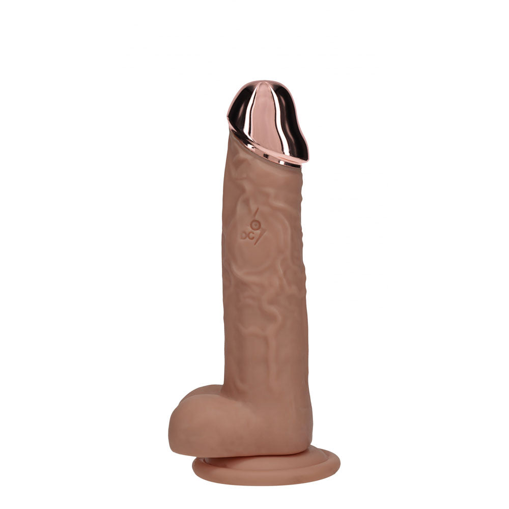 REALROCK Metal Head 6'' Rechargeable Dildo - Tan - Tan 16.2 cm USB Rechargeable Vibrating Dildo with Metal Head and Wirele...