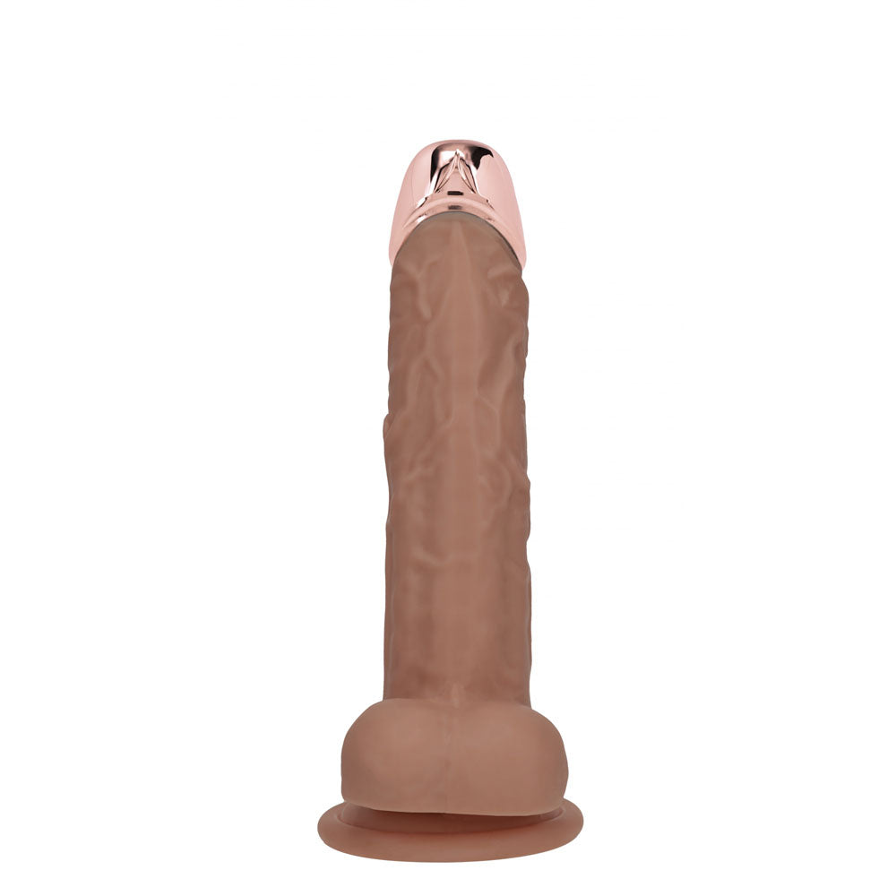 REALROCK Metal Head 6'' Rechargeable Dildo - Tan - Tan 16.2 cm USB Rechargeable Vibrating Dildo with Metal Head and Wirele...