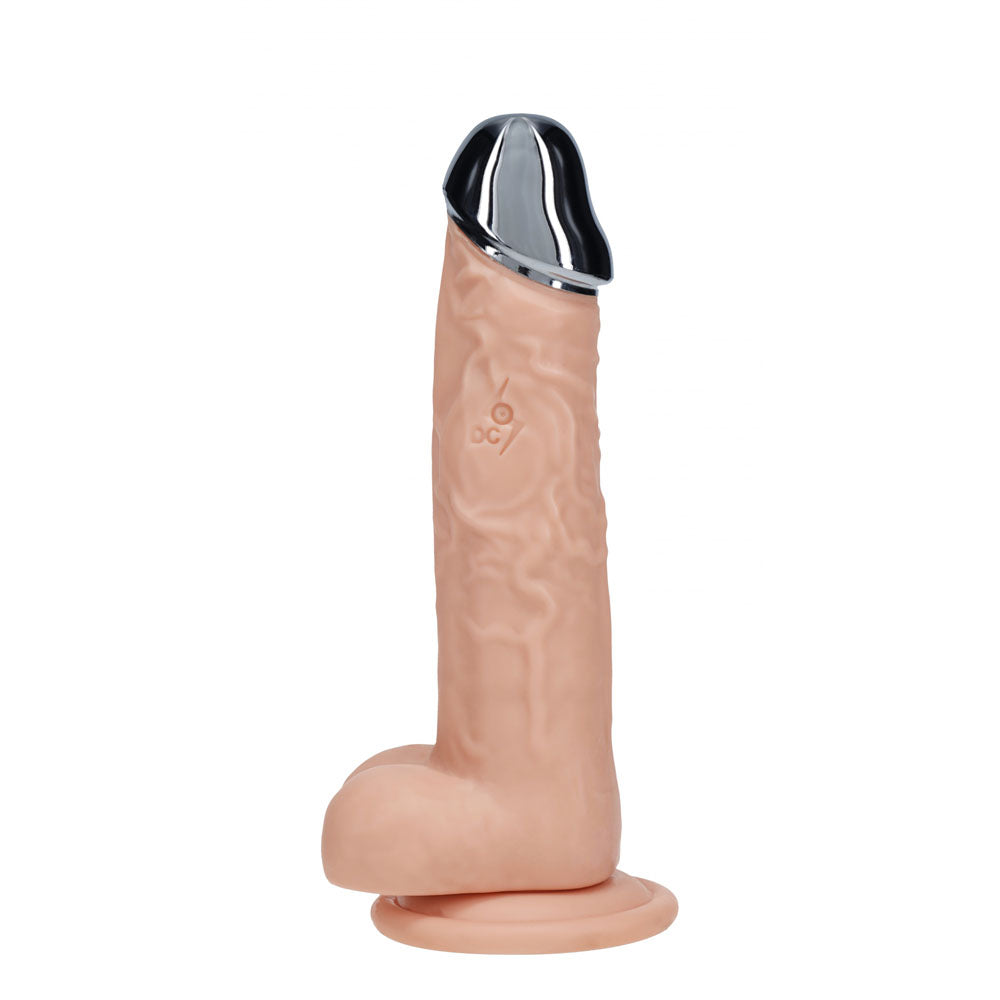 REALROCK Metal Head 7'' Rechargeable Dildo - Flesh - Flesh 19 cm USB Rechargeable Vibrating Dildo with Metal Head and Wi