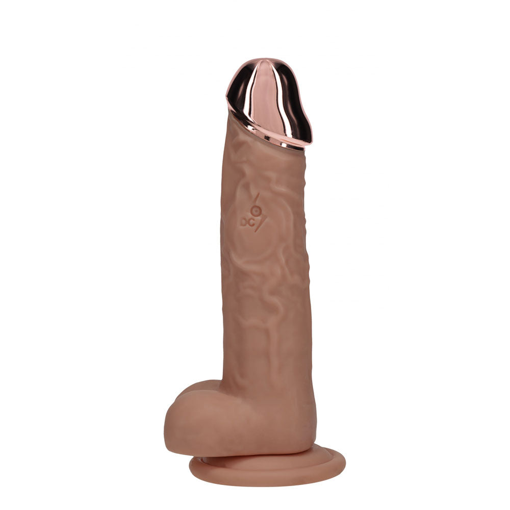 REALROCK Metal Head 7'' Rechargeable Dildo - Tan - Tan 19 cm USB Rechargeable Vibrating Dildo with Metal Head and Wireless...