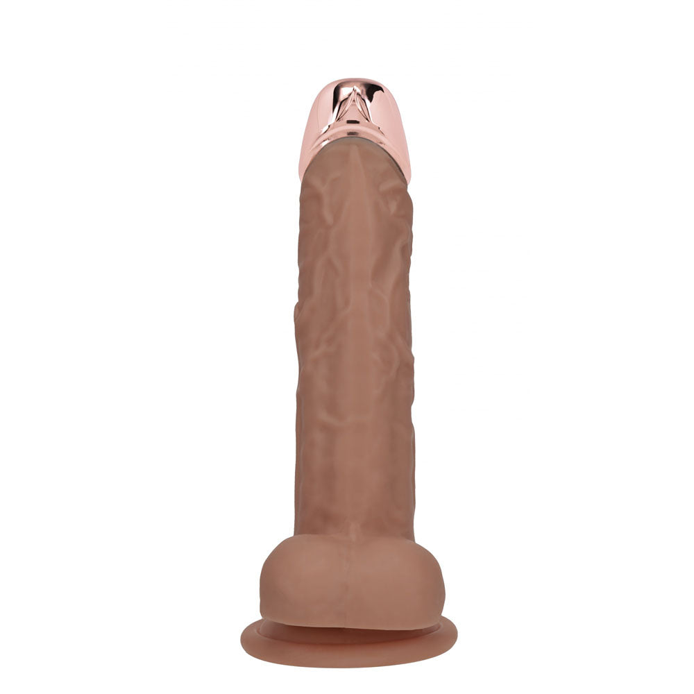 REALROCK Metal Head 7'' Rechargeable Dildo - Tan - Tan 19 cm USB Rechargeable Vibrating Dildo with Metal Head and Wireless...