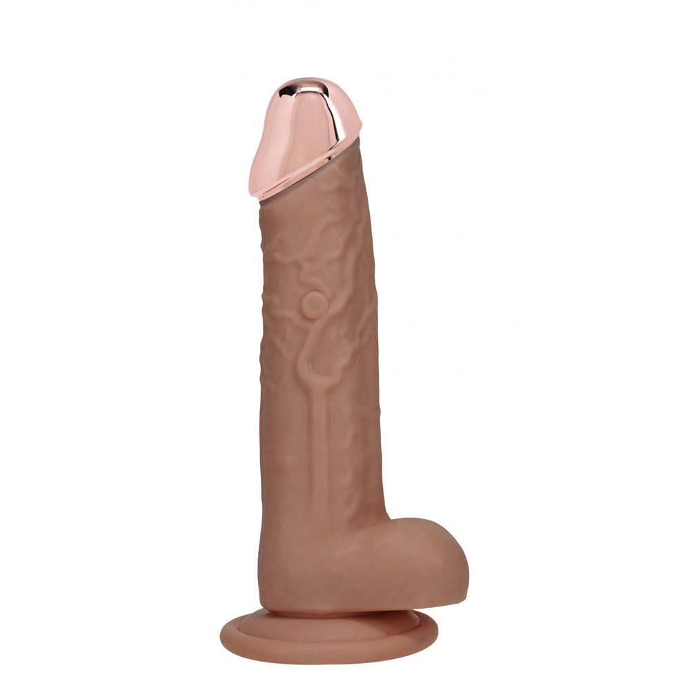 REALROCK Metal Head 7'' Rechargeable Dildo - Tan - Tan 19 cm USB Rechargeable Vibrating Dildo with Metal Head and Wireless...
