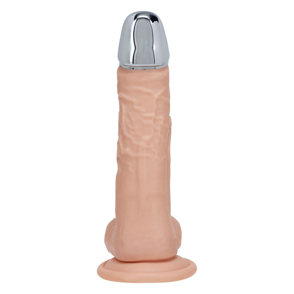 REALROCK Metal Head 8'' Rechargeable Dildo - Flesh - Flesh 22 cm USB Rechargeable Vibrating Dildo with Metal Head and Wi