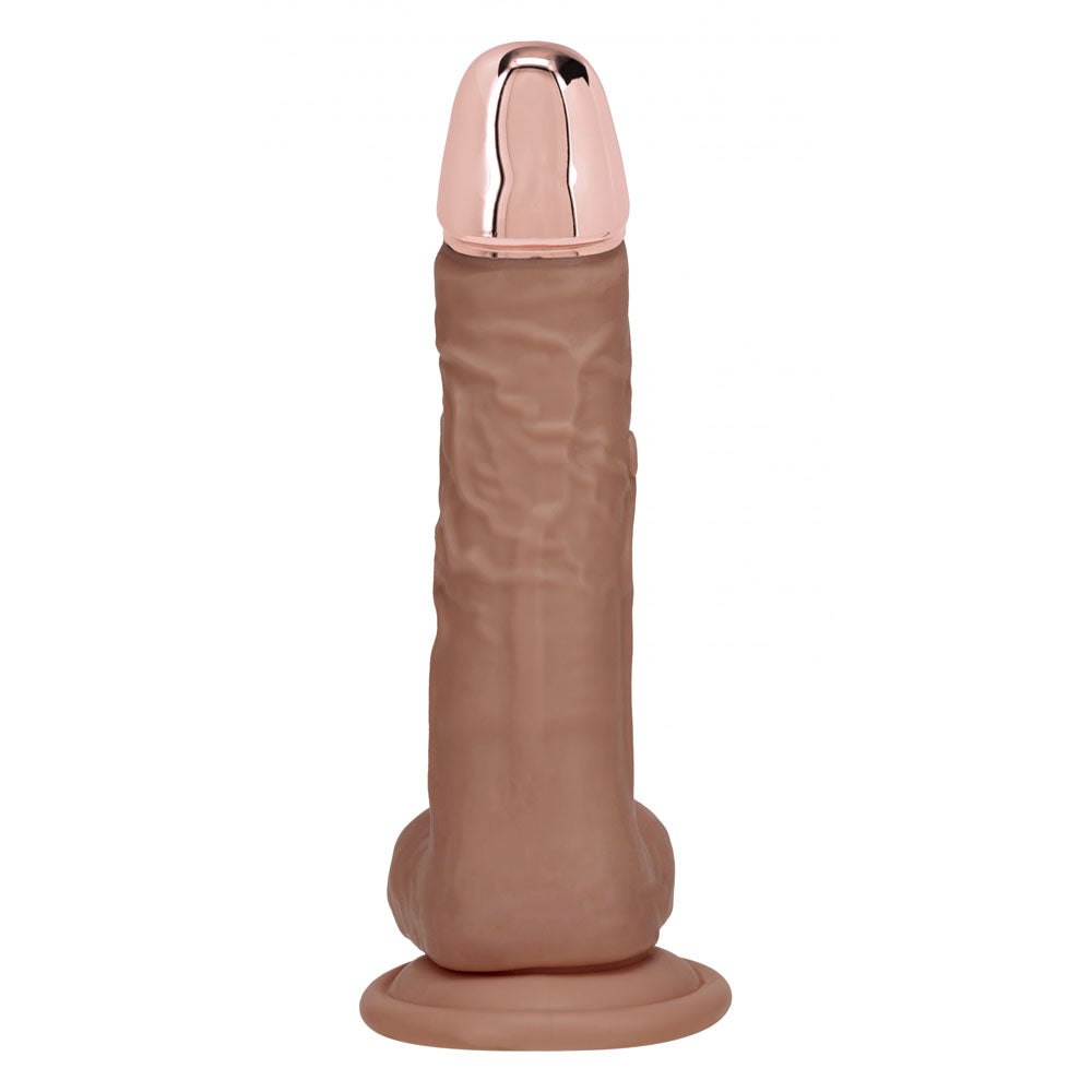 REALROCK Metal Head 8'' Rechargeable Dildo - Tan - Tan 22 cm USB Rechargeable Vibrating Dildo with Metal Head and Wireless...