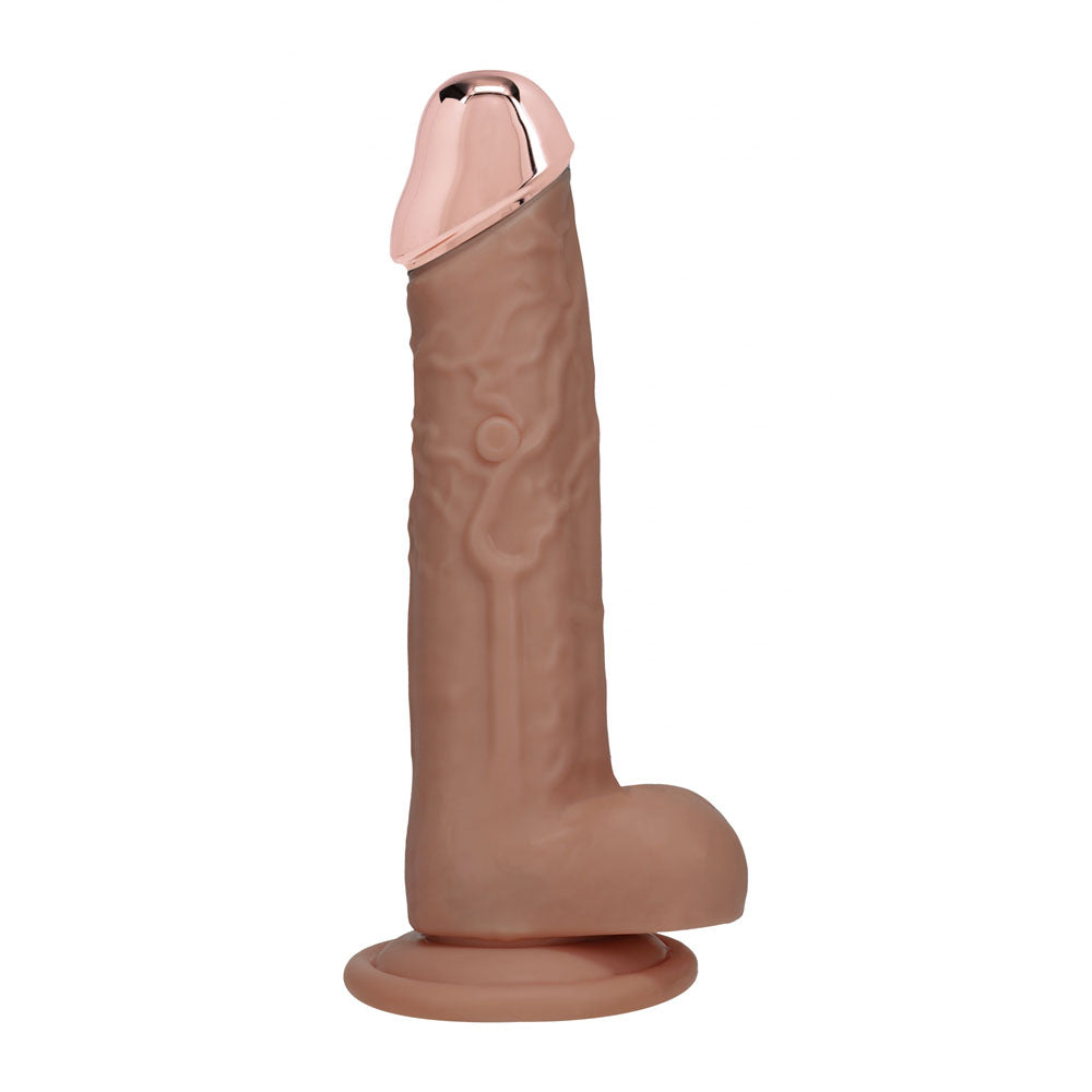 REALROCK Metal Head 8'' Rechargeable Dildo - Tan - Tan 22 cm USB Rechargeable Vibrating Dildo with Metal Head and Wireless...
